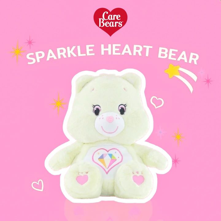 ตุ๊กตาแคร์แบร์-พร้อมส่ง-สินค้าแท้-care-bears-sparkle-heart-bear-สีขาวพลาสเทล-ลิขสิทไทย