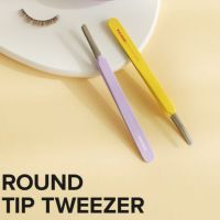 พร้อมส่ง แหนบจับช่อขนตา Piccasso round tip Tweezer สีม่วง