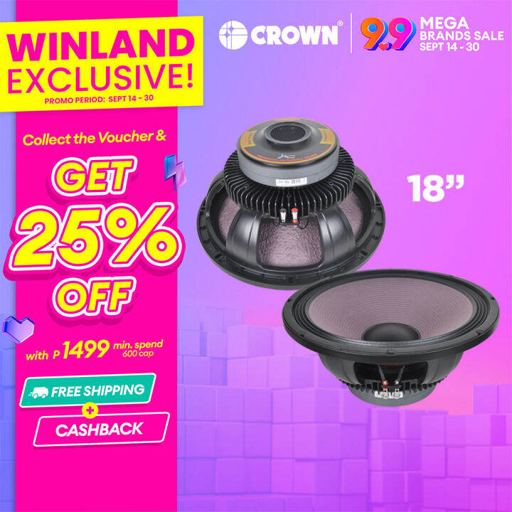 CROWN by Winland Jack Hammer High Power Professional Speaker 18" 1800