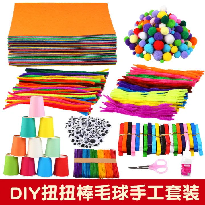 Colorful Wool Root Strip Wool Ball Wool Strip Twisted Stick Eyes ...