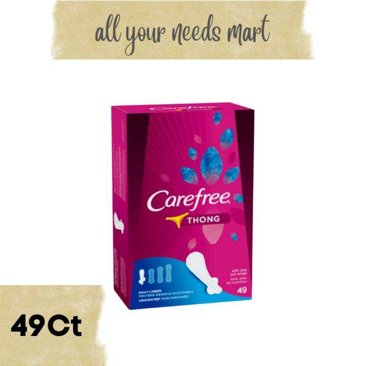 Care Free • Thong With Stay Put Wings • Daily Liners • 49Ct Lazada PH