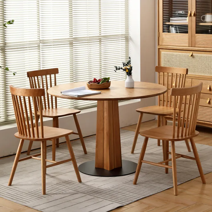 Nordic Solid Wood round Table Small Apartment Home Cherry Wood Japanese