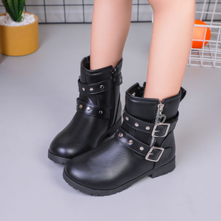 Fashion Ankle Boots For Kids No Heel Rubber Zip Boots For Kids Girls Size  Kids Boots 23-37 | Lazada Ph