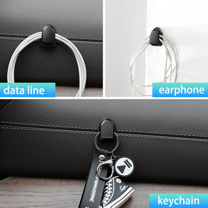 Mini Sticky Hook Hanger for Car and Home Multifunction 2 x 3 cm Black