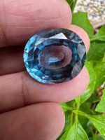 อะความารีน พลอย รูปไข่ สี (Swiss AQUAMARINE) 18x20 มม 1 เม็ด .27 กะรัต LAB MADE BLUE ZIRCON Gemstone 14X16 MM WEIGHT 19 CARATS OVAL Shape 1 PIECE