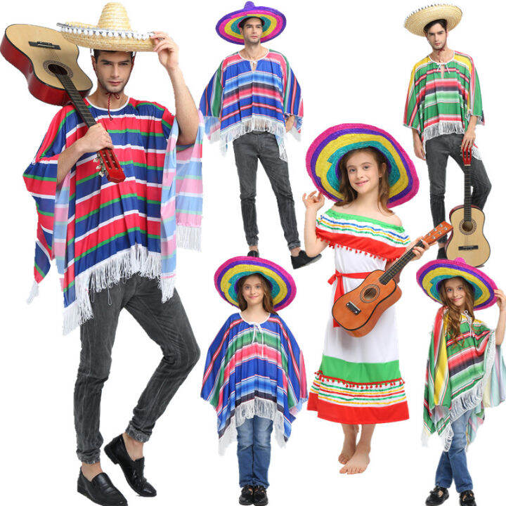 Mexican Costume Halloween Cos Adult Men 'S And Women 'S Colorful ...