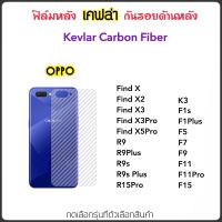 เคฟล่าหลัง ฟิล์มหลัง Kevlar สำหรับ OPPO F1s F1Plus F5 F7 F9 F11 F11Pro F15 FindX FindX2 FindX3 FindX3Pro FindX5Pro K3 R9 R9Plus R9s R9splus R15Pro Carbon Fiber กันรอยด้านหลัง ลายเคฟล่า