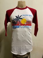 เสื้อยืด แขนสามส่วน ลายฮาวาย FLORIDA สไตล์วินเทจ