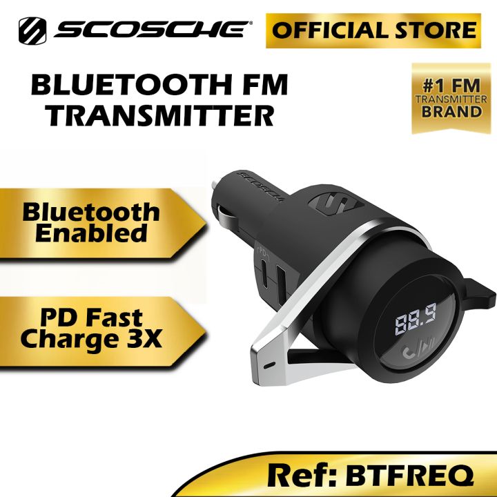 Scosche BTFreq™ Pro Wireless Bluetooth FM Transmitter with Power Delivery  3.0 Fast Charging Quick Charge USB-C PD