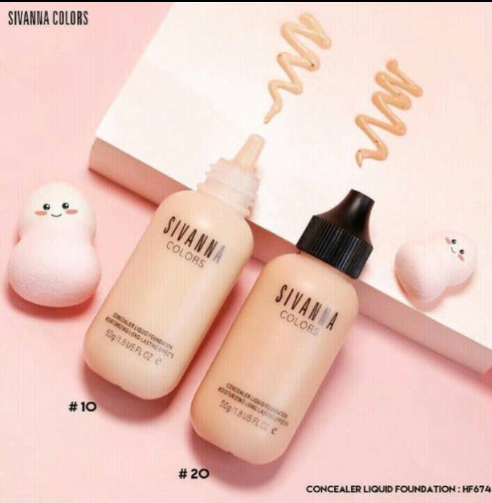 รองพื้นสิวันนา-ขวดนม-1ขวด-50g-sivana-color-concealer-liquid-foundation-รองพื้นเนื้อบางเบาดูจใยไหม-ปกปิดได้เนียนเรียบ-เรียนสนิท-ปรับสีผิวให้กระจ่างใส-ควบคุมความมัน-ผิวหน้าเนียนกระจ่างใสทันทีที่ทา-หน้าผ