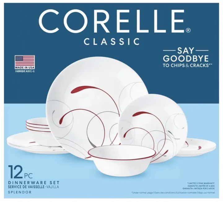 Corelle® Splendor, White and Red, 12 Piece, Dinnerware Set Lazada PH