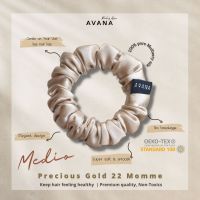 AVANA Medio Mulberry Silk Scrunchies สี Precious Gold 22 Momme ยางรัดผมผ้าไหมถนอมเส้นผม ลดผมร่วง