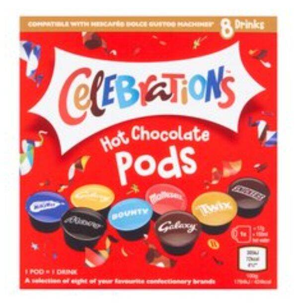 CELEBRATIONS HOT CHOCOLATE PODS for Dolce Gusto Compatible Machines, 8