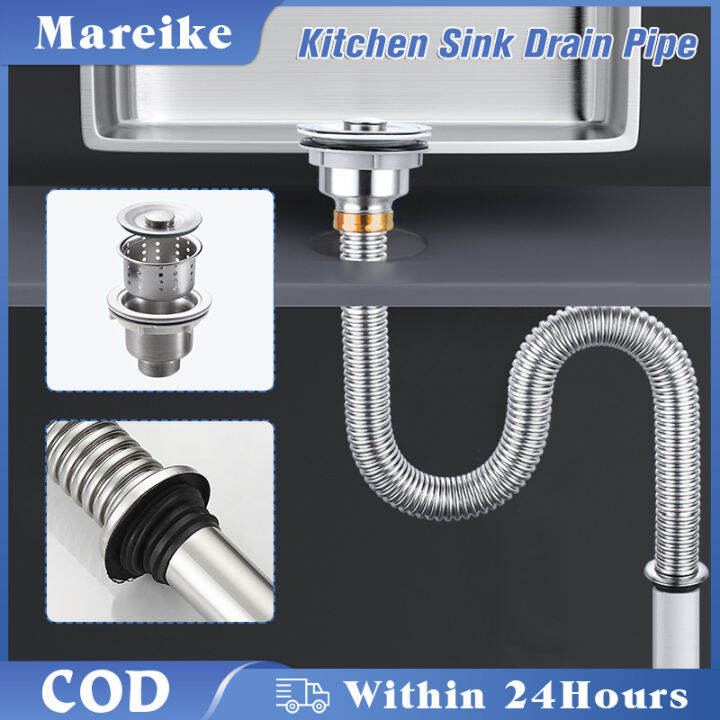 80cm Kitchen Sink Drain Pipe Stainless Steel Bathroom Wash Basin Sink