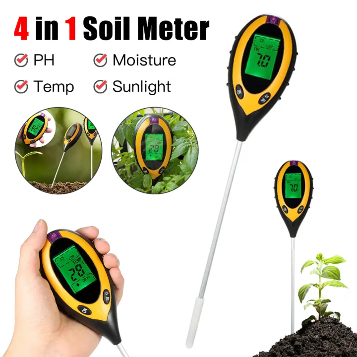4in1 เครื่องวัดค่าดิน Soil PH meter ความชื้น อุณหภูมิ แสง เครื่องวัดดิน