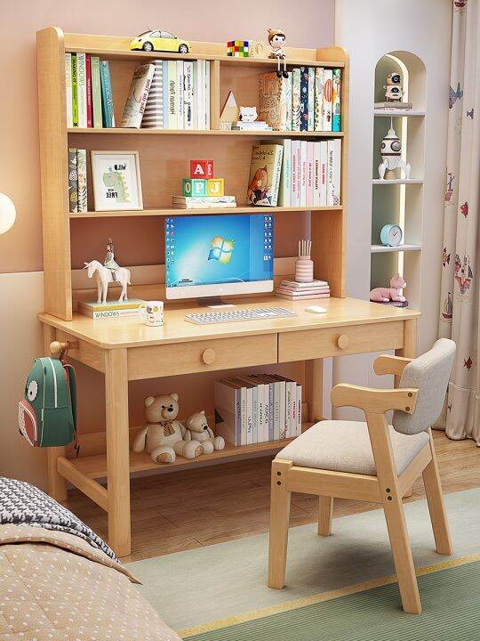 New Chinese Style Ugyen Wooden Desk Bookshelf All Solid Wood