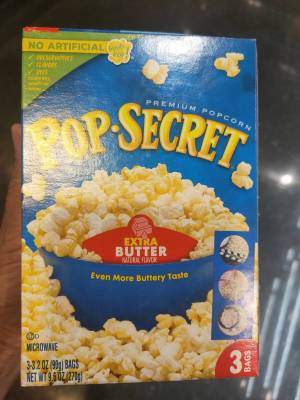 Pop Secret Microwave Popcorn Extra Butter:270 g. เมล็ดข้าวโพดดิบรสเนยเข้มข้น สำหรับไมโครเวฟ 270กรัม
