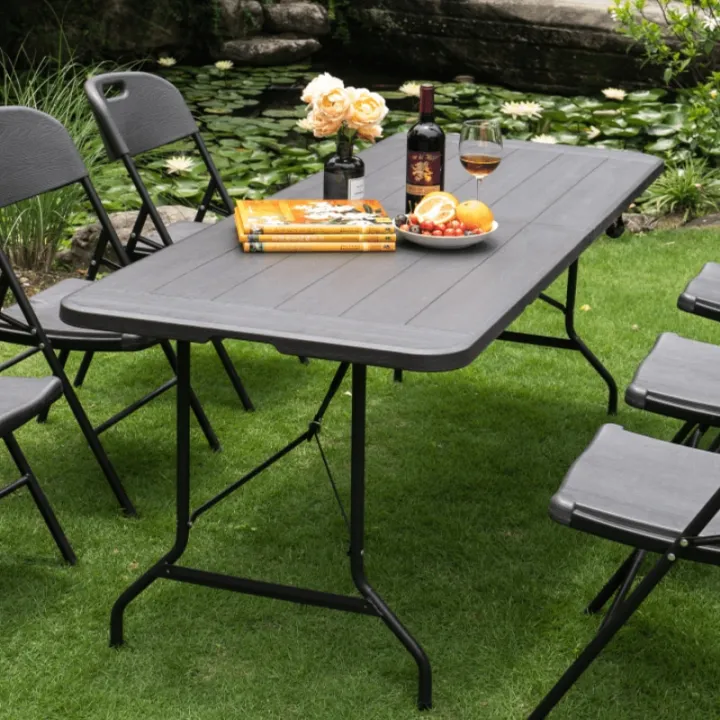 Wood Grain Dark Gray Outdoor Portable Household Long Modern Simple