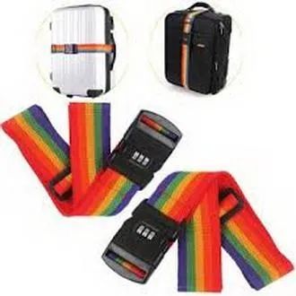 สายรัดล็อกกระเป๋าเดินทาง เข็มขัดรัดกระเป๋าพร้อมหัวตั้งรหัสล็อก Rainbow Travel Luggage Belt Suitcase Strap with Code Lock คู่หูนักเดินทาง