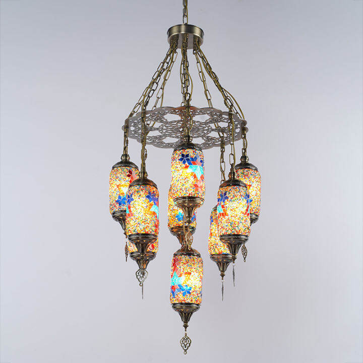 Bohemian Turkish Ceiling Light LED Glass Chandelier Retro Restaurant