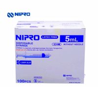 Syringe หลอดฉีดยา 5 ml ไม่มีหัวเข็ม ยี่ห้อ Nipro ไซริงค์ กระบอกฉีดยา ป้อนยา ล้างจมูก