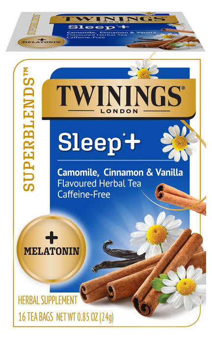 Twinings Sleep with Melatoni_n Herbal Tea Chamomile , Cinnamon &amp; Vanilla ,Caffeine Free, 16 Tea Bags ชาดอกคาโมไมล์ วานิลา