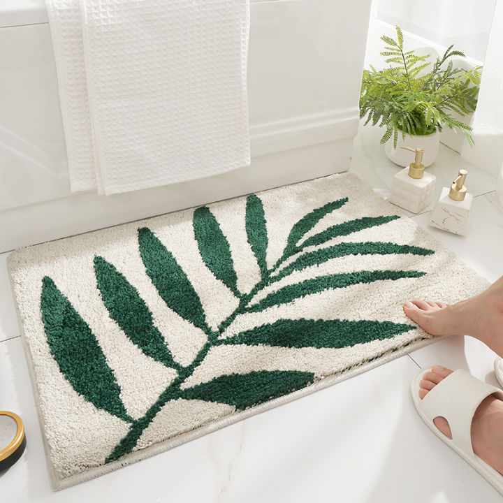 Cute Soft Green Leaf Bathroom Rug, Multiple Sized Floral Non Slip Bathmat,  Green Plants Bathroom Rugs, Anti Slip Toilet Mat, Soft Thick Bathroom  Carpet, Art Bathroom Mats, Best Bath Rugs, Hot Shower