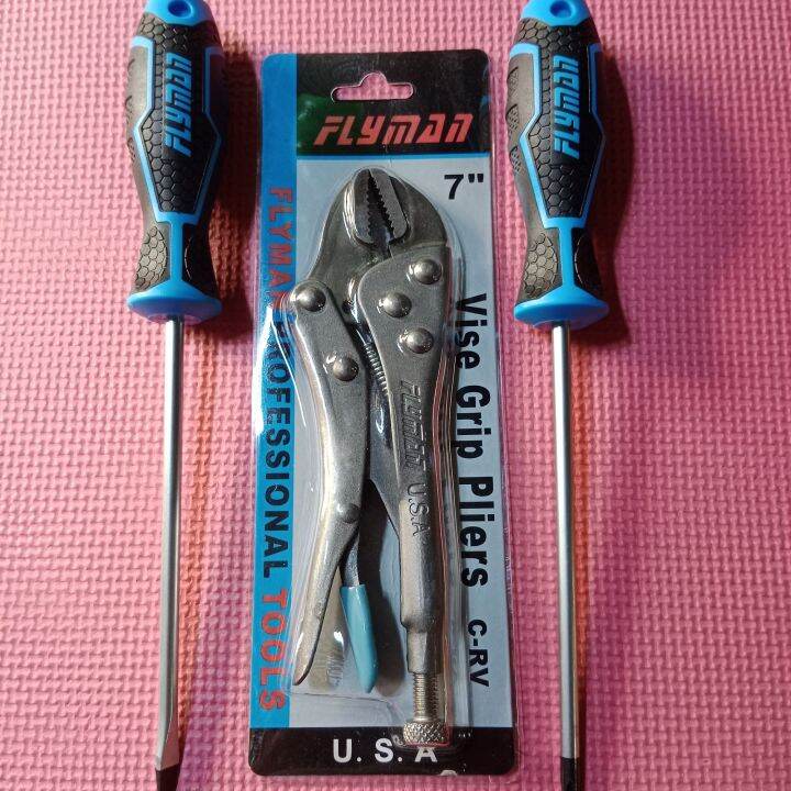 FLYMAN PHILIPS/FLATS rubber SCREW &7inch VISE GRIP SET Lazada PH