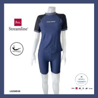 (มี S,L,XL,XXL)✨ชุดว่ายน้ำ swim world by bsc streamline สีกรม แขนสั้น ขาสั้น สวย ใส่ง่าย สีเข้ม