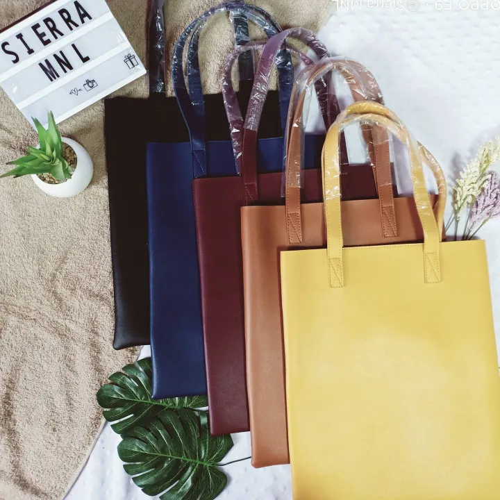 VEGAN LEATHER TOTE BAG DARK COLORS Straightforward Inspired Portrait