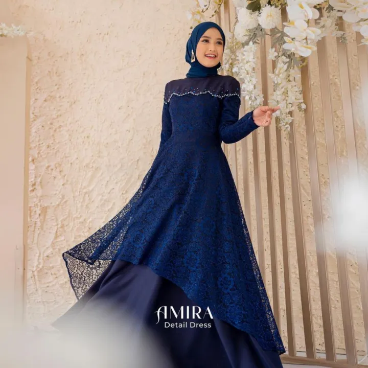 Baju Gamis Gaun Dress Brukat Brokat Acara Pesta Lamaran Kondangan Nikah Pengantin Wanita Terbaru 21 22