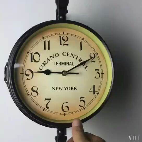 Outdoor Garden Wall Station Clock Double Sided Cockerel Vintage Retro