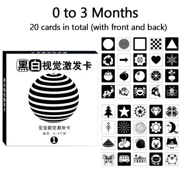 Protree Montessori Baby Toys Black White Flash Cards Kids Sensory Toys