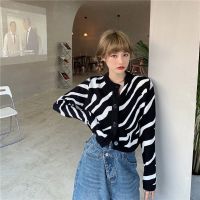 Zebra Stripes Cardigan คาร์ดิแกนไหมพรมลายม้าลาย