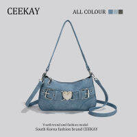 Ceekay ของแท้ดีไซน์สำหรับคนกระเป๋าใต้วงแขนสีฟ้ายีนส์กระเป๋าดูแพงสำหรับผู้หญิงกระเป๋าสะพายไหล่สะพายข้างแบบใหม่ปี2023