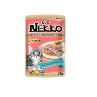 (ยกโหล)Nekko แมวโต รสทูน่ากุ้งและหอยเชลล์เกรวี่ 12ซอง