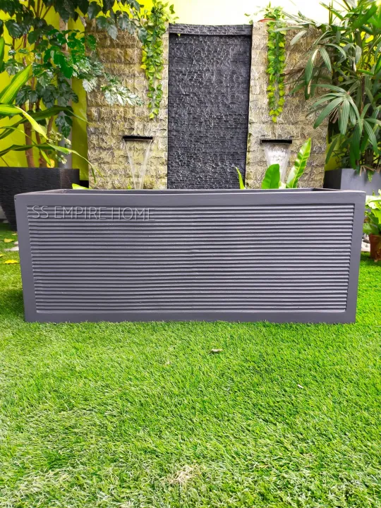 RUDI PB2 Grey Line Planter box Fibreglass Flower Pot Pasu Bunga Garden