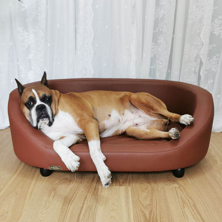 Pure Leather Pet Dog Sofa Wooden Washable Golden Retriever Kennel Large