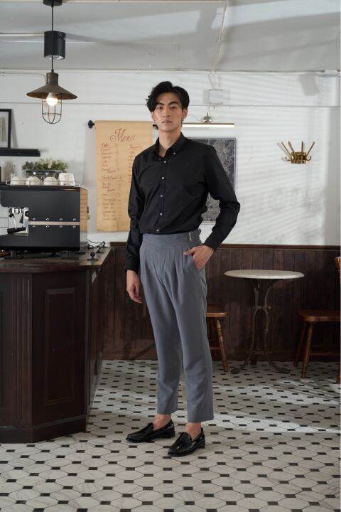 shirtoria-cotton-ลาย-black-herringbone-เสื้อเชิ้ต-แขนยาว