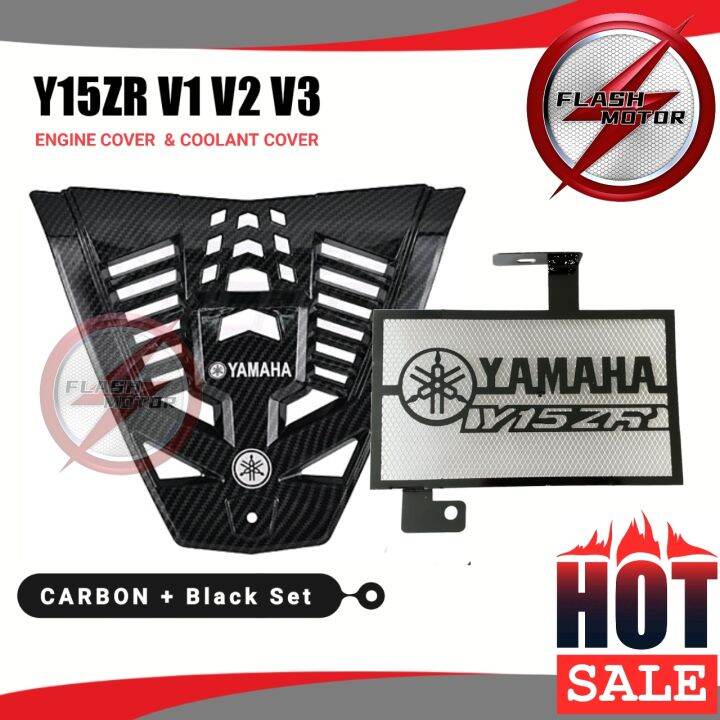 Flashmotor Y15 Y15ZR V1 V2 V3 ENGINE COVER PVC Carbon Black + Radiator