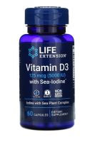 Life Extension Vitamin D3 with Sea-Iodine 125 mcg 5000 IU 60 Capsules วิตามินดี ไอโอดีน