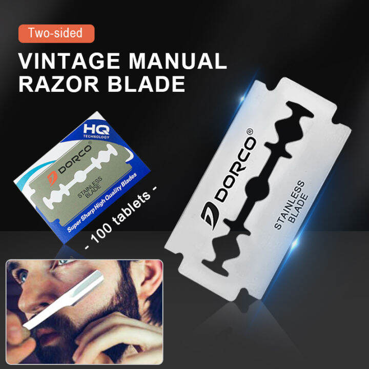 100PCS Men Razor Blades Stainless Steel Safety Doublesided Thin Manual