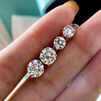 ต่างหูเพชร Moissanite เงินแท้ 92.5% น้ำ D-VVS1 -G7628