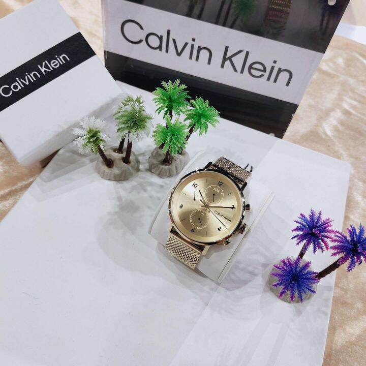 ประกันศูนย์ไทย-calvin-klein-mens-stainless-steel-quartz-watch-with-ionic-thin-gold-plated-1-steel-strap-ck25200109-ขนาดหน้าปัด-44-มม