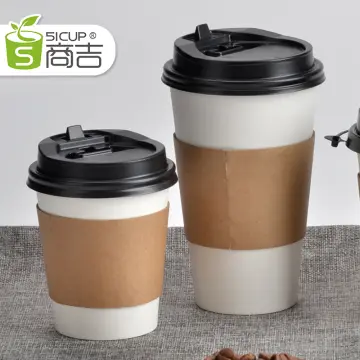 1pc Outdoor Paper Cup With Stainless Steel & Pu Cup Sleeve