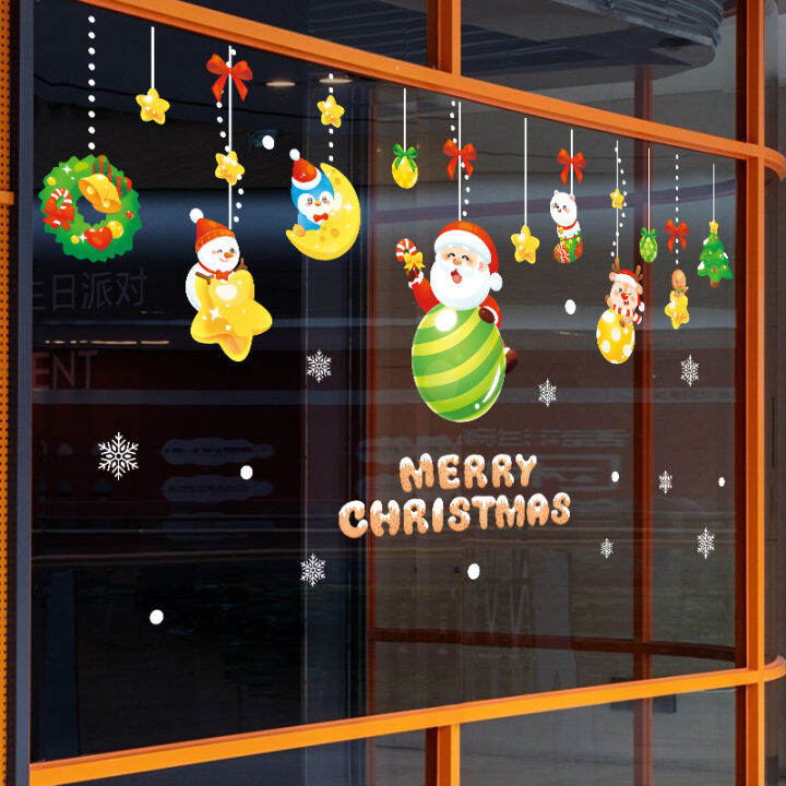 Christmas Static Sticker Decorative Window Painting Sticked in Window ...