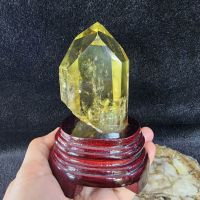 แท่งหินซินริน ผลึกหินซิตริน ซิทริน (Citrine)***มี Rainbow ประกายรุ้ง สูงพร้อมฐาน 13 ซม.หน้ากว้างพร้อมฐาน 6.5 ซม.หนาพร้อมฐาน 5 ซม.น้ำหนักพร้อมฐาน 353.5 g.