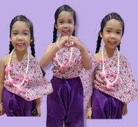 ชุดผ้าไทยสใบลายดอก แฟนชั่นไทยไทยเด็กผู้หญิงน่ารักคิคุ Thai dress, cute girl