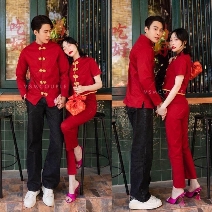 vsm-couple-4680-ชุดกี่เพ้า-ชุดคู่กี่เพ้า-ชุดตรุษจีน-ชุดคู่สีแดง-ชุดรับอังเปา-ชุดใส่ตรุษจีน-ชุดถ่ายพรีเวดดิ้ง