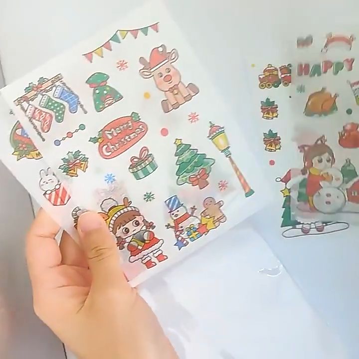 Set 4 tấm sticker cute cắt sẵn happy noel, giáng sinh dễ thương ...